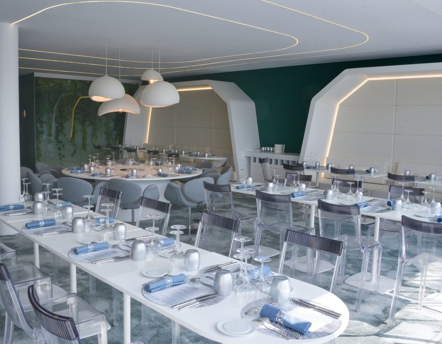 Espace de réception du chalet CFM au Salon du Bourget
