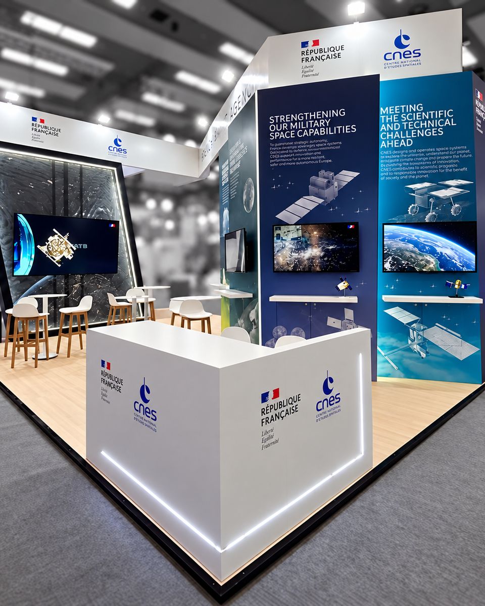 Stand CNES réalisé par STIK&CO à l'IAC 2026 à Antalya