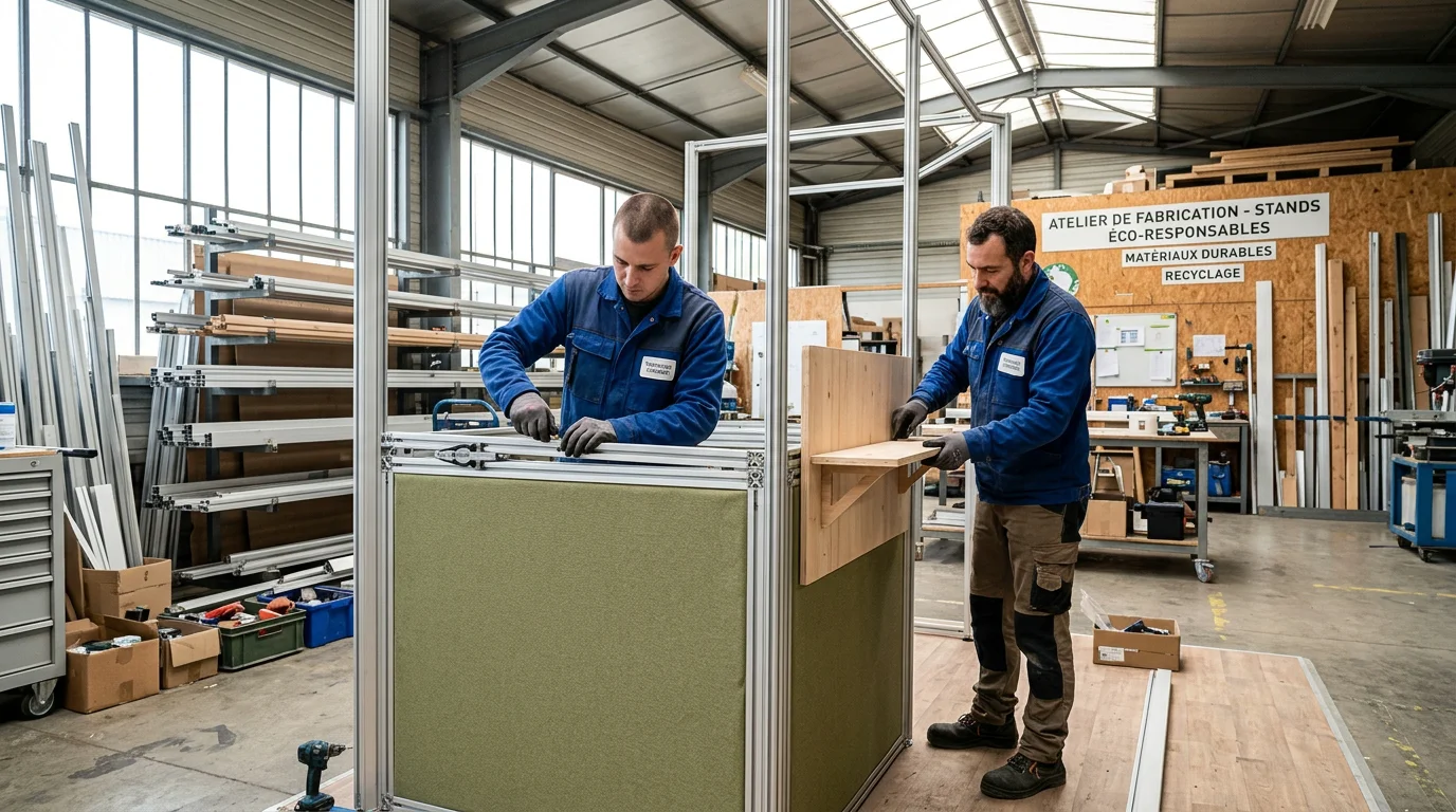 Assemblage d'un stand modulaire réutilisable en atelier