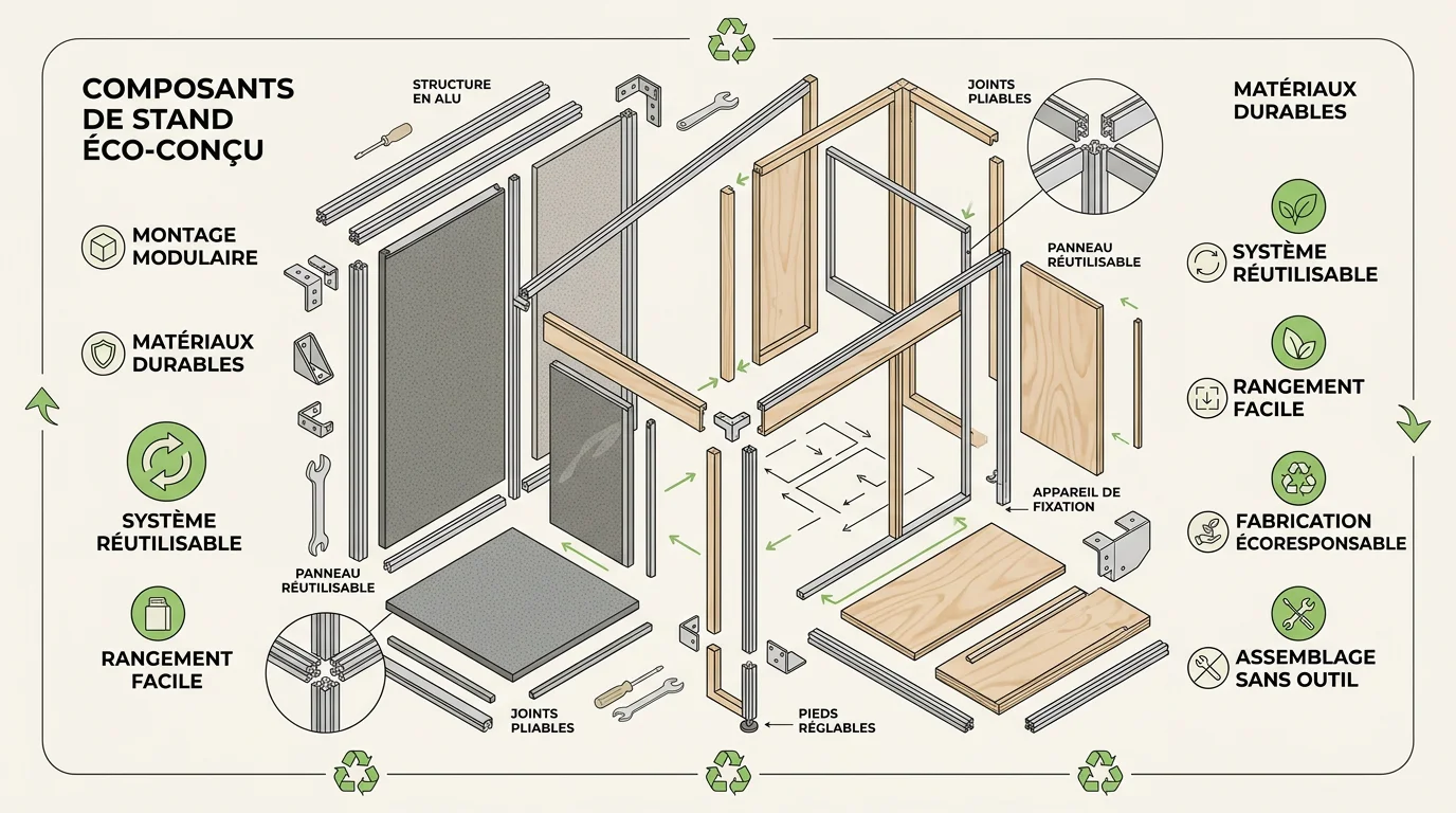 Composants modulaires et matériaux responsables pour un stand événementiel
