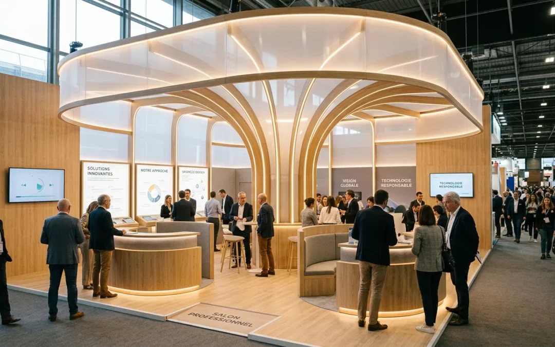 Grand stand de salon professionnel attirant de nombreux visiteurs
