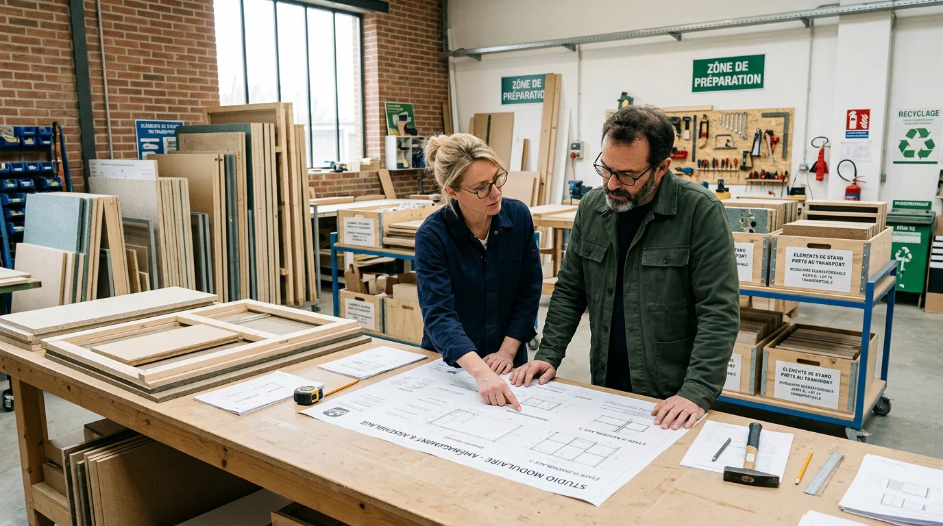 Éléments de stand modulaire réutilisable en atelier