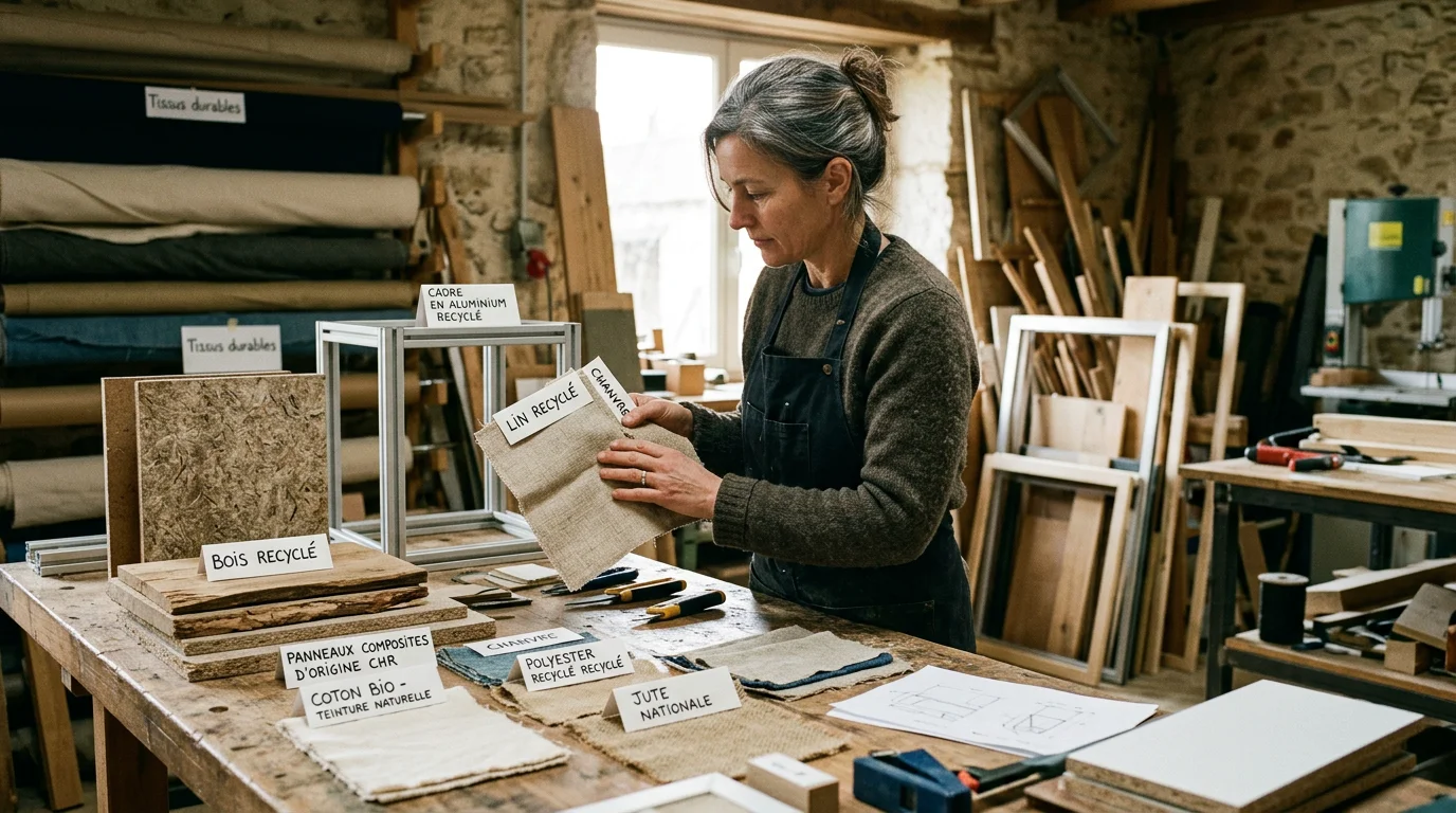 Atelier de fabrication de stands avec matériaux écoresponsables et modulaires