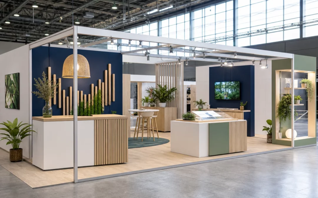 Stand d’exposition modulable dans un hall professionnel