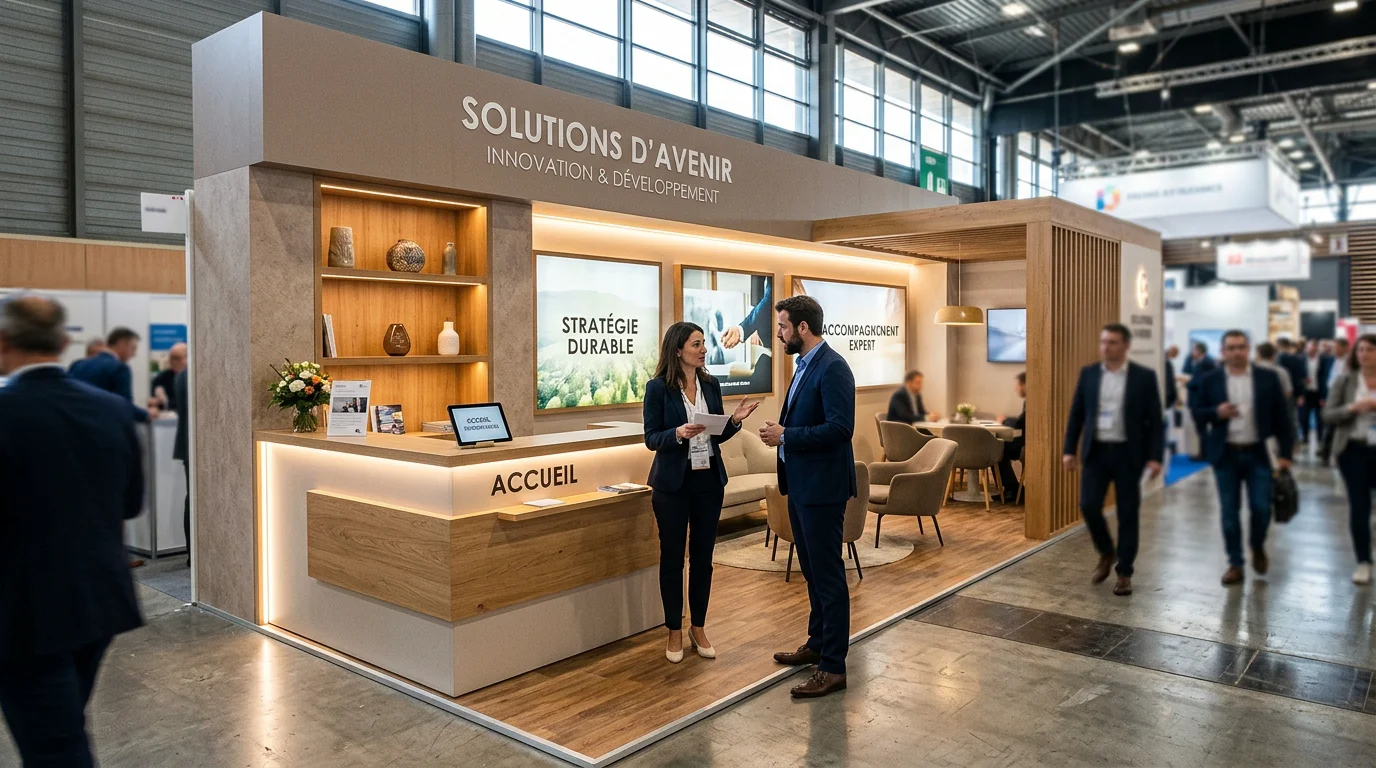 Stand d'exposition sur mesure moderne sur un salon professionnel