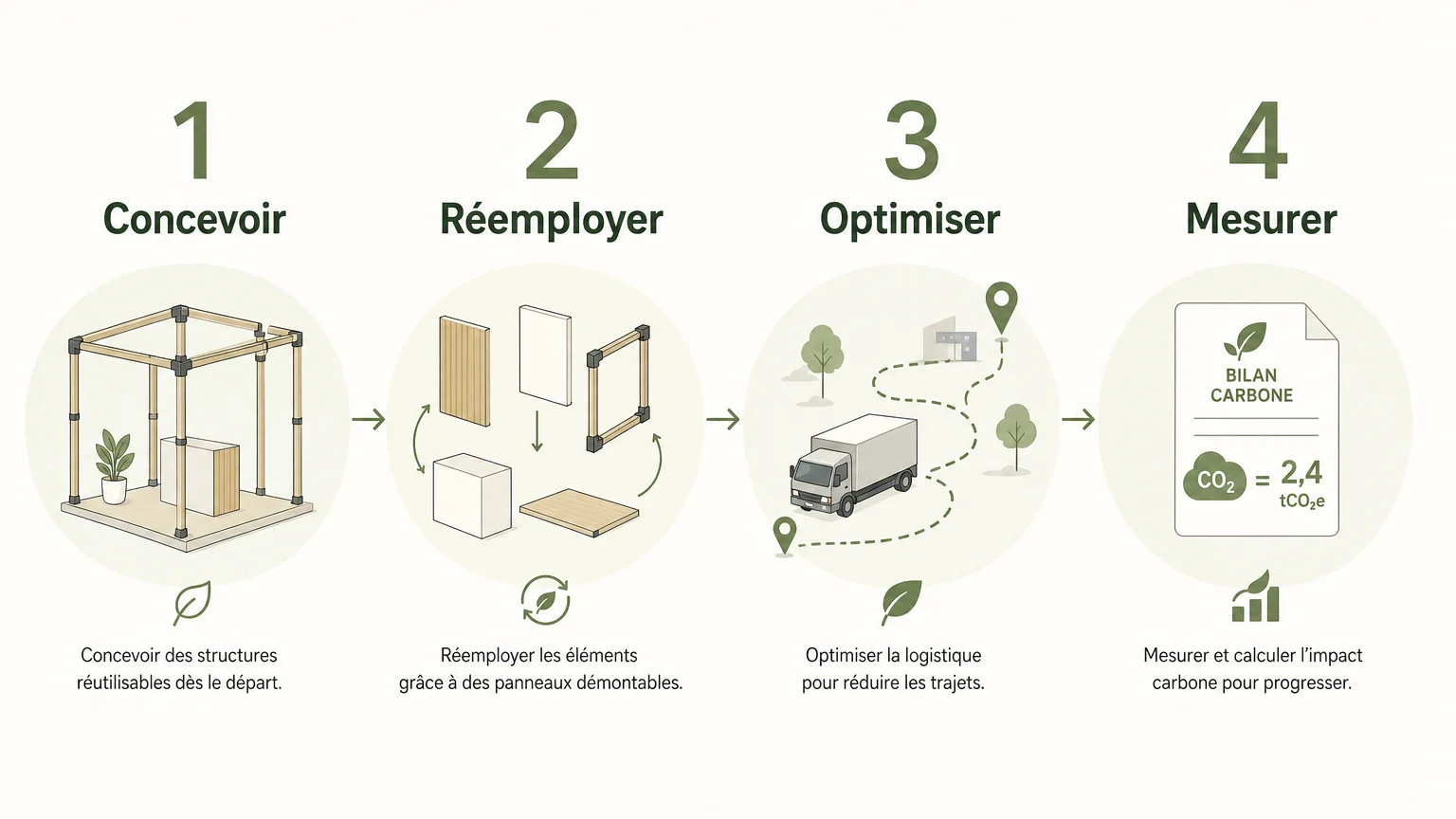 Étapes pour concevoir un stand réemployable et mesurer son impact