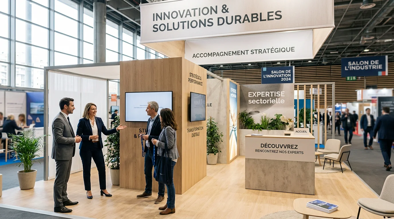Stand d'exposition modulaire sur un salon professionnel en France