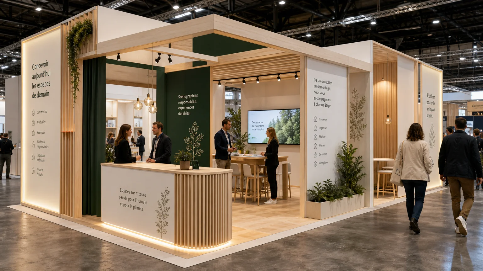 Stand d’exposition sur mesure conçu avec des éléments réutilisables