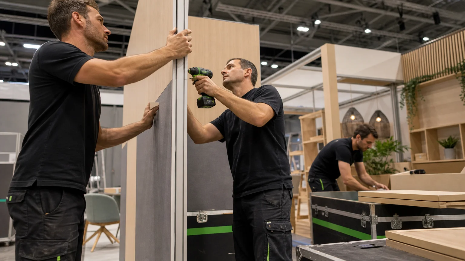 Montage d’une structure modulaire réutilisable pour un stand