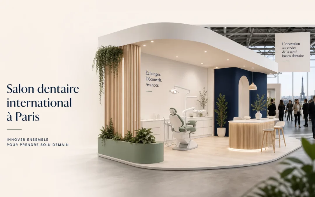 Stand ouvert dans un salon dentaire professionnel à Paris