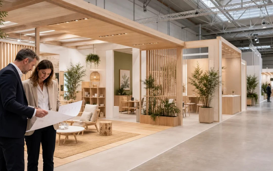 Espace de stand sur mesure conçu pour accueillir des visiteurs internationaux
