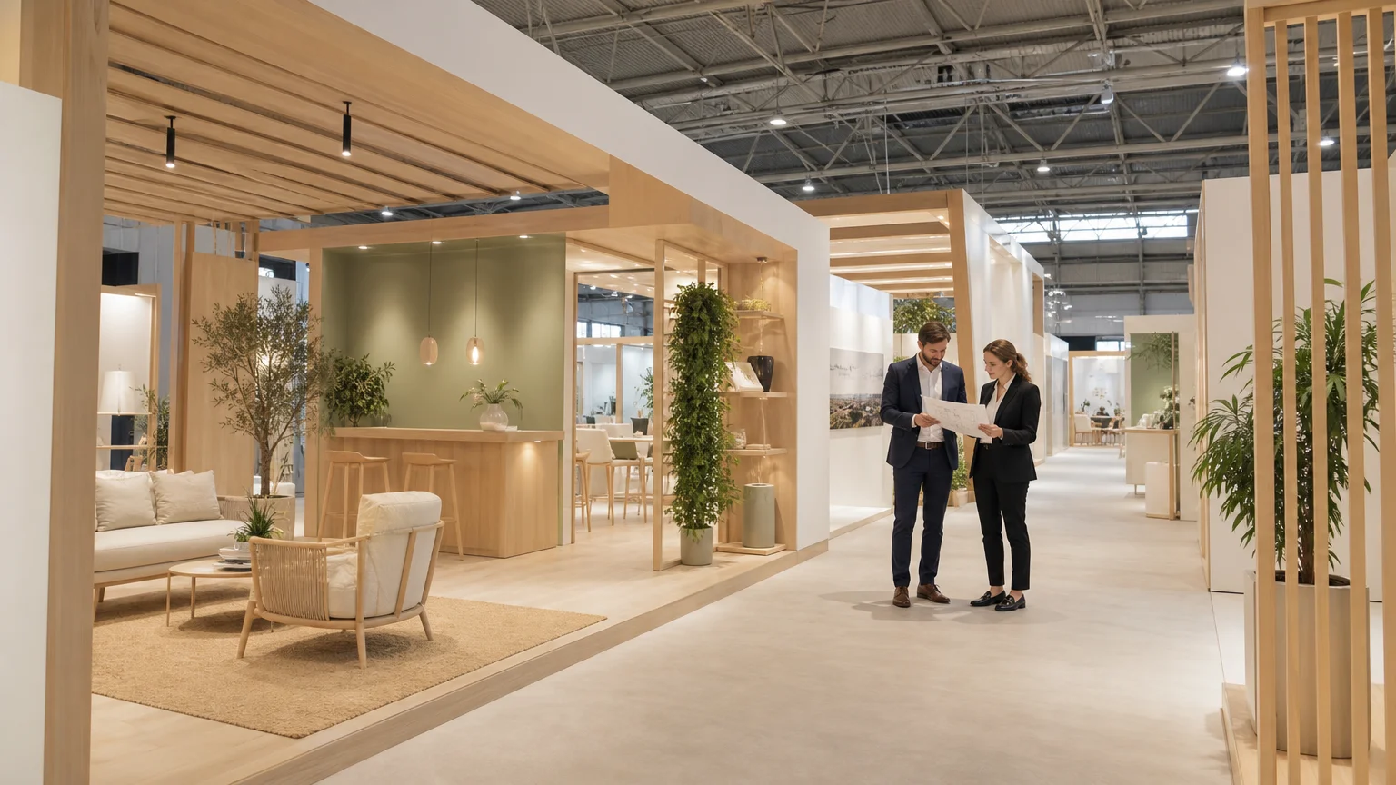 Espace de stand sur mesure conçu pour accueillir des visiteurs internationaux