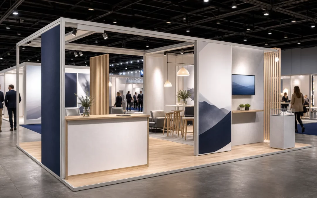 Stand d’exposition modulable dans un salon professionnel