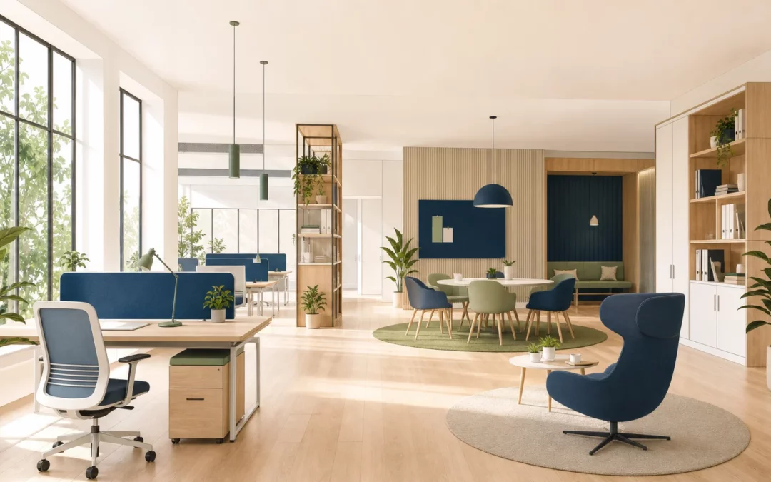 Agencement contemporain d’un espace de travail pour entreprise