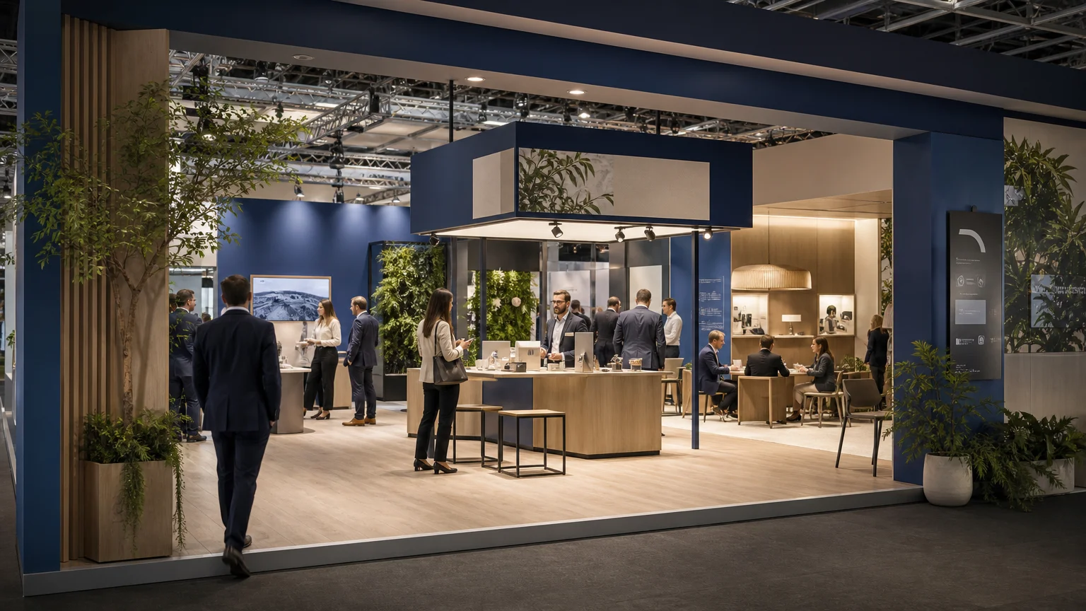 Parcours visiteur fluide dans un stand de salon professionnel