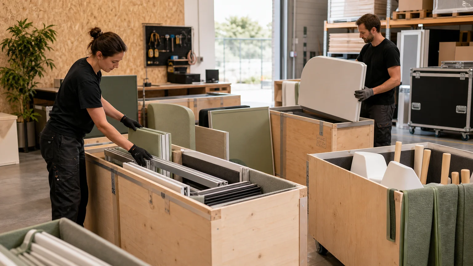 Réemploi et préparation logistique des éléments d’un stand