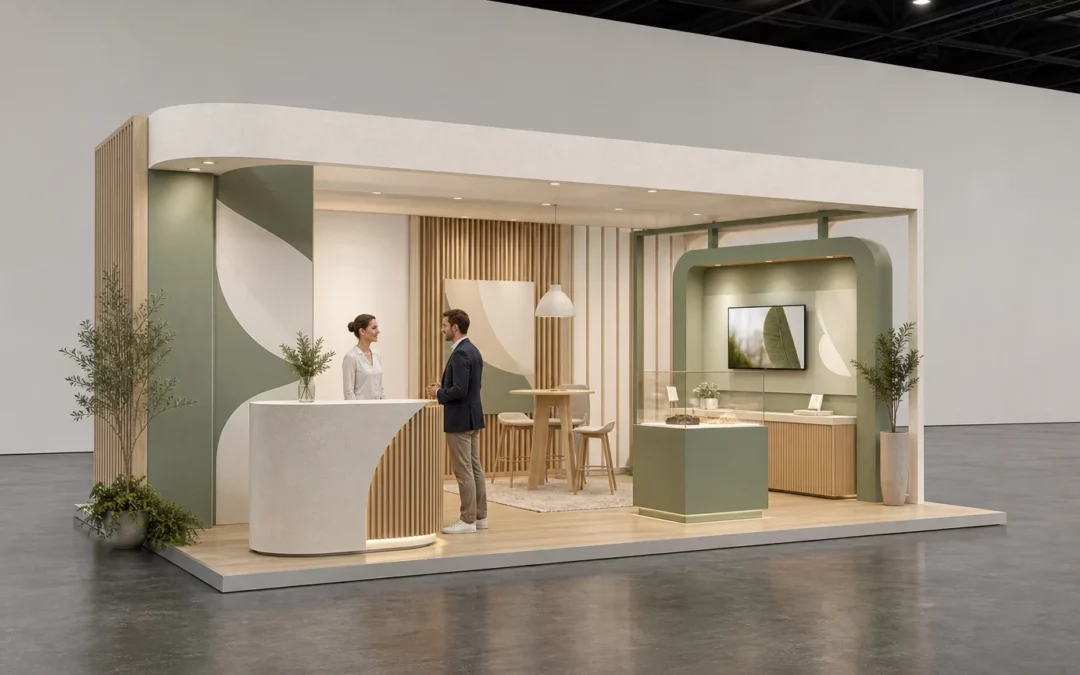 Stand d’exposition personnalisable dans un hall professionnel