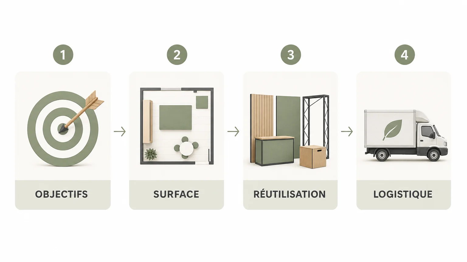 Infographie en quatre étapes pour choisir une solution de stand personnalisable