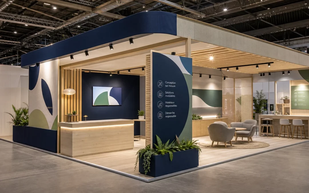 Stand de salon ouvert et contemporain pour une marque B2B