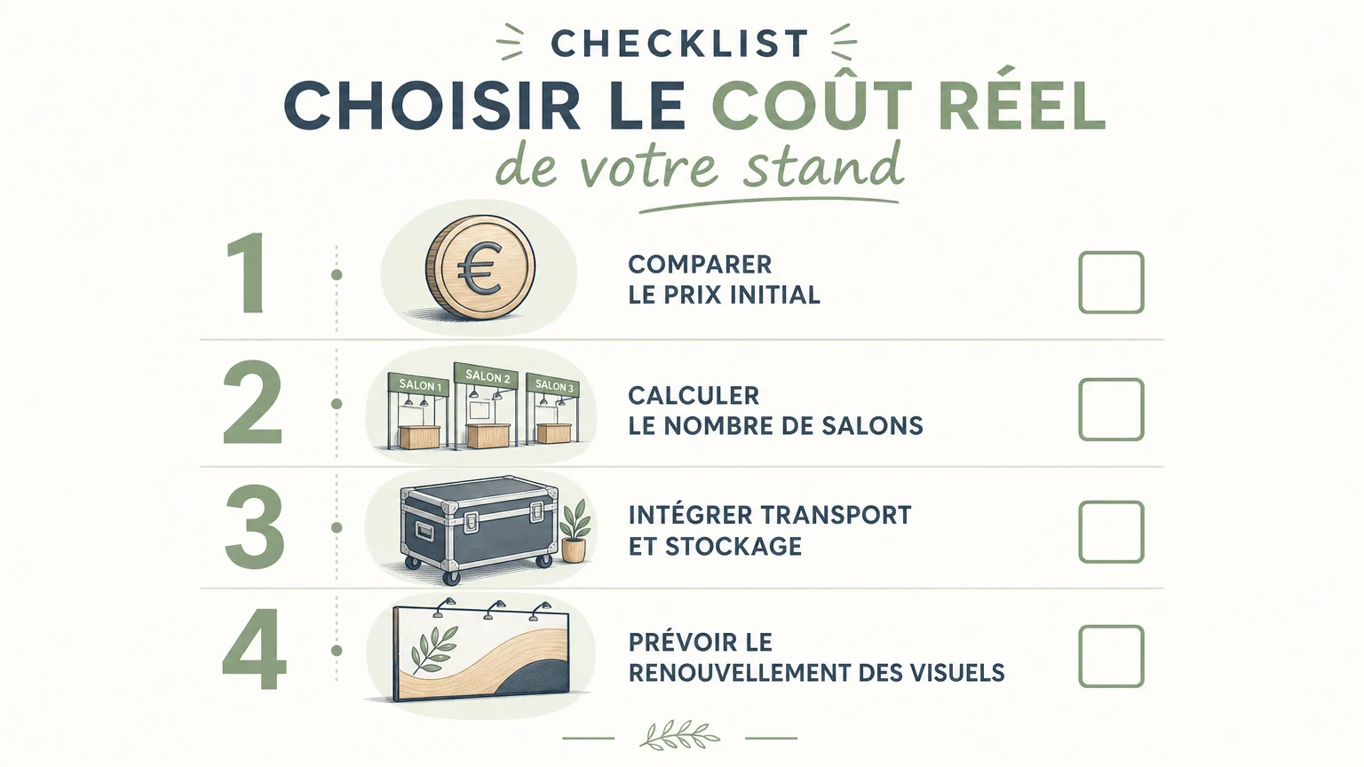 Checklist pour calculer le coût réel d’un stand sur plusieurs salons