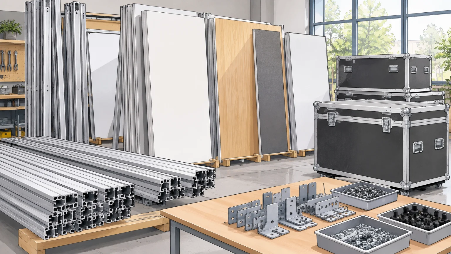 Composants démontables et réutilisables d’un stand d’exposition