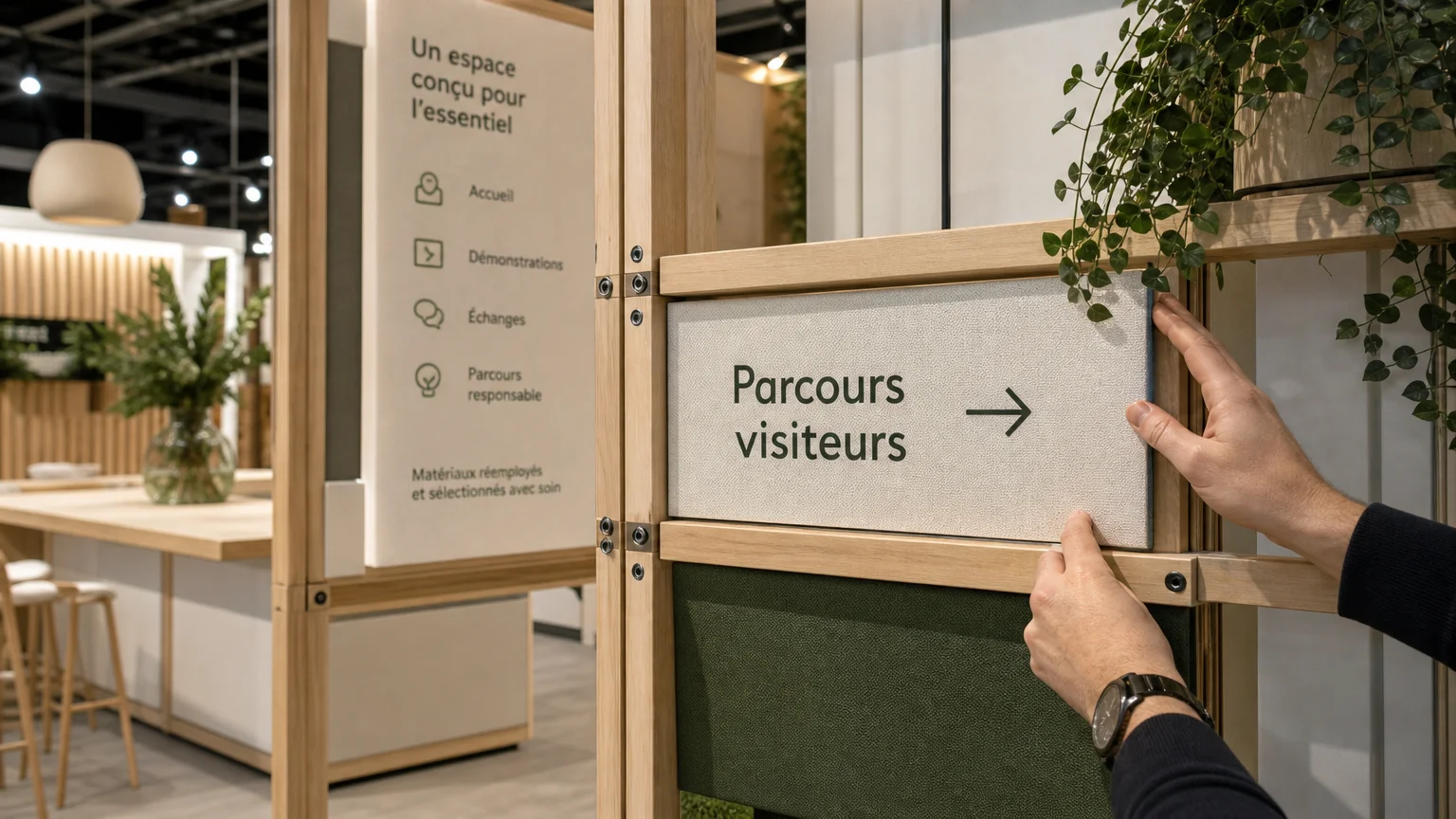 Détail d’un aménagement modulaire et réutilisable pour une boutique éphémère