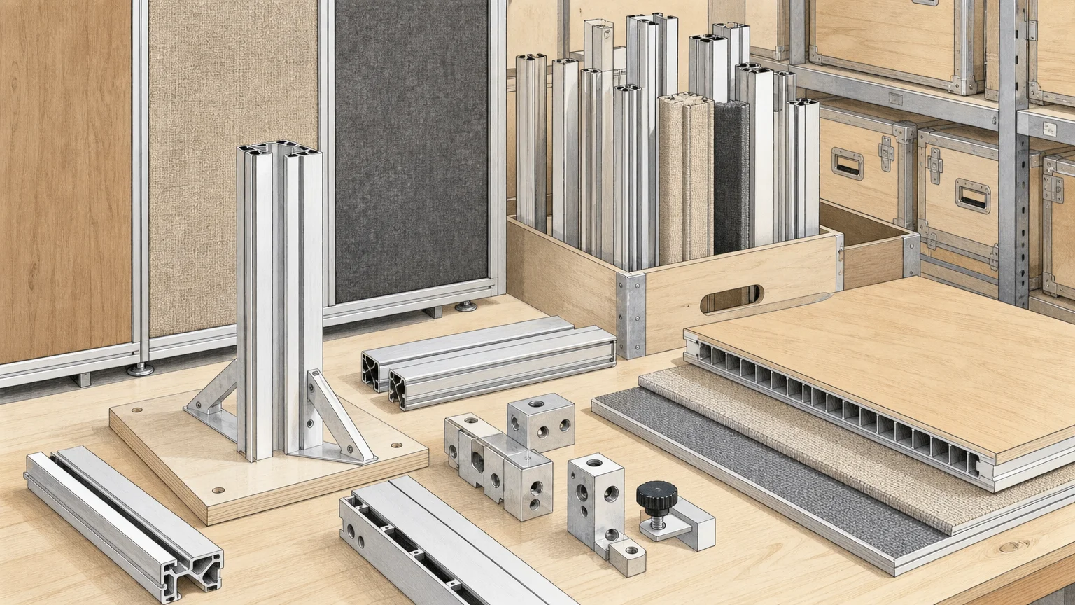 Détail de composants réutilisables d’un stand modulaire