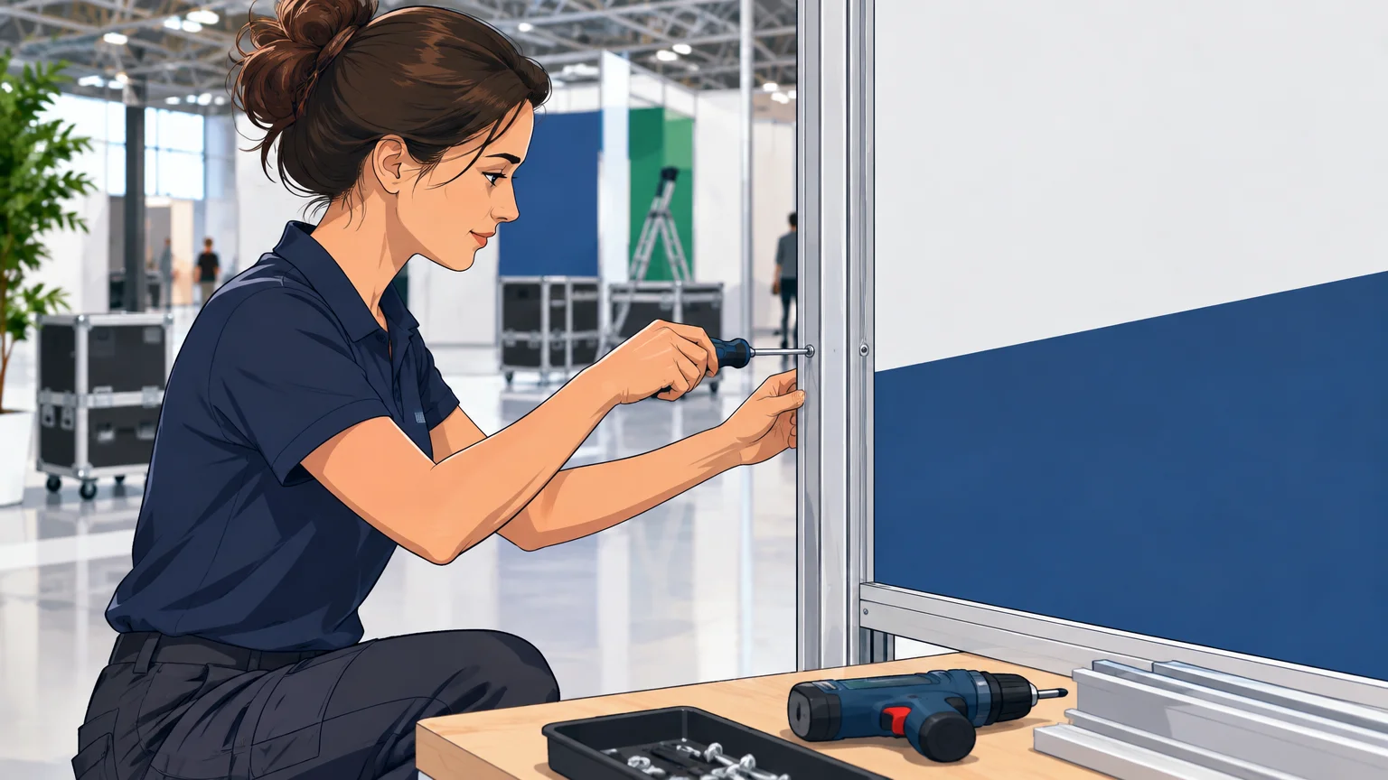 Montage d’un élément de stand modulaire réutilisable