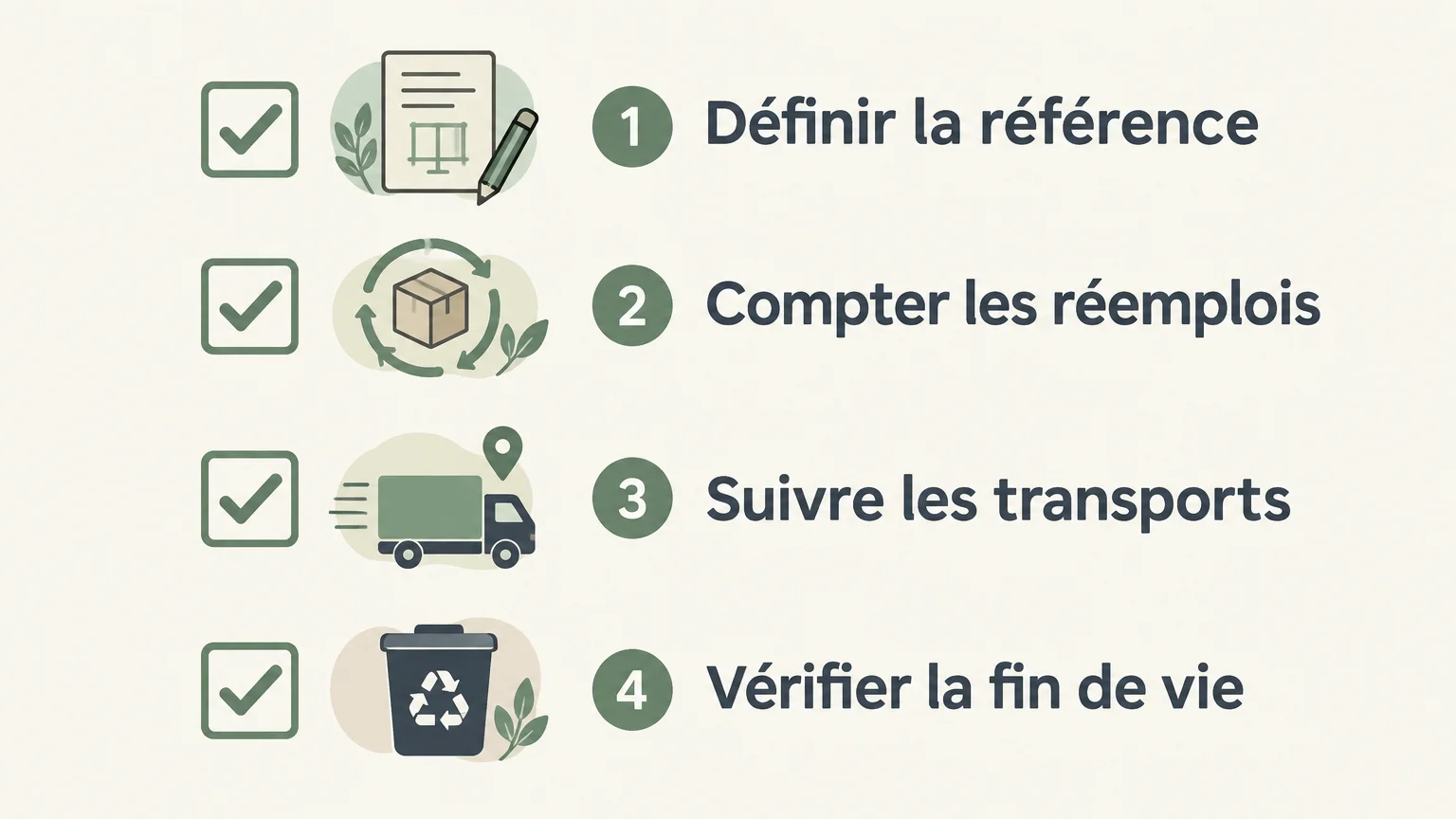 Checklist des indicateurs pour évaluer l’impact environnemental d’un stand