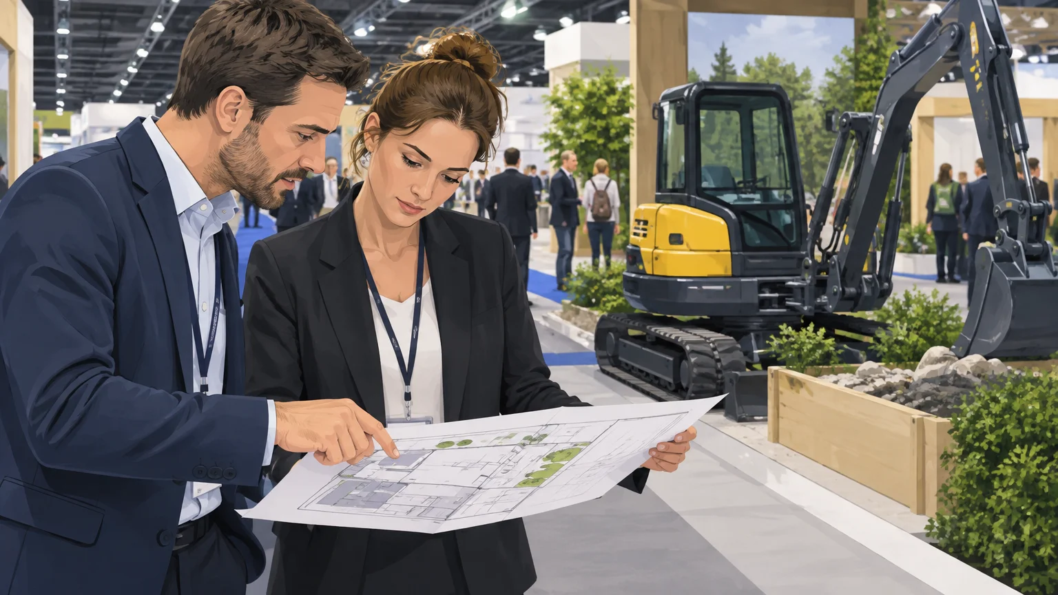 Concevoir le parcours d’un stand autour d’un engin de chantier